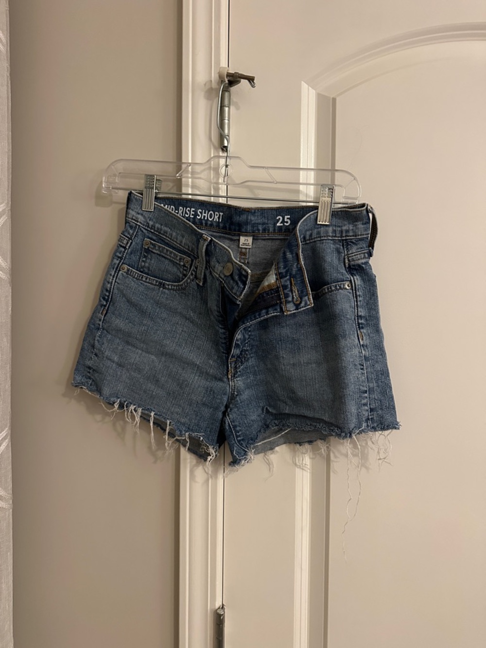 J. Crew Distressed High-Rise Denim Shorts - Blue